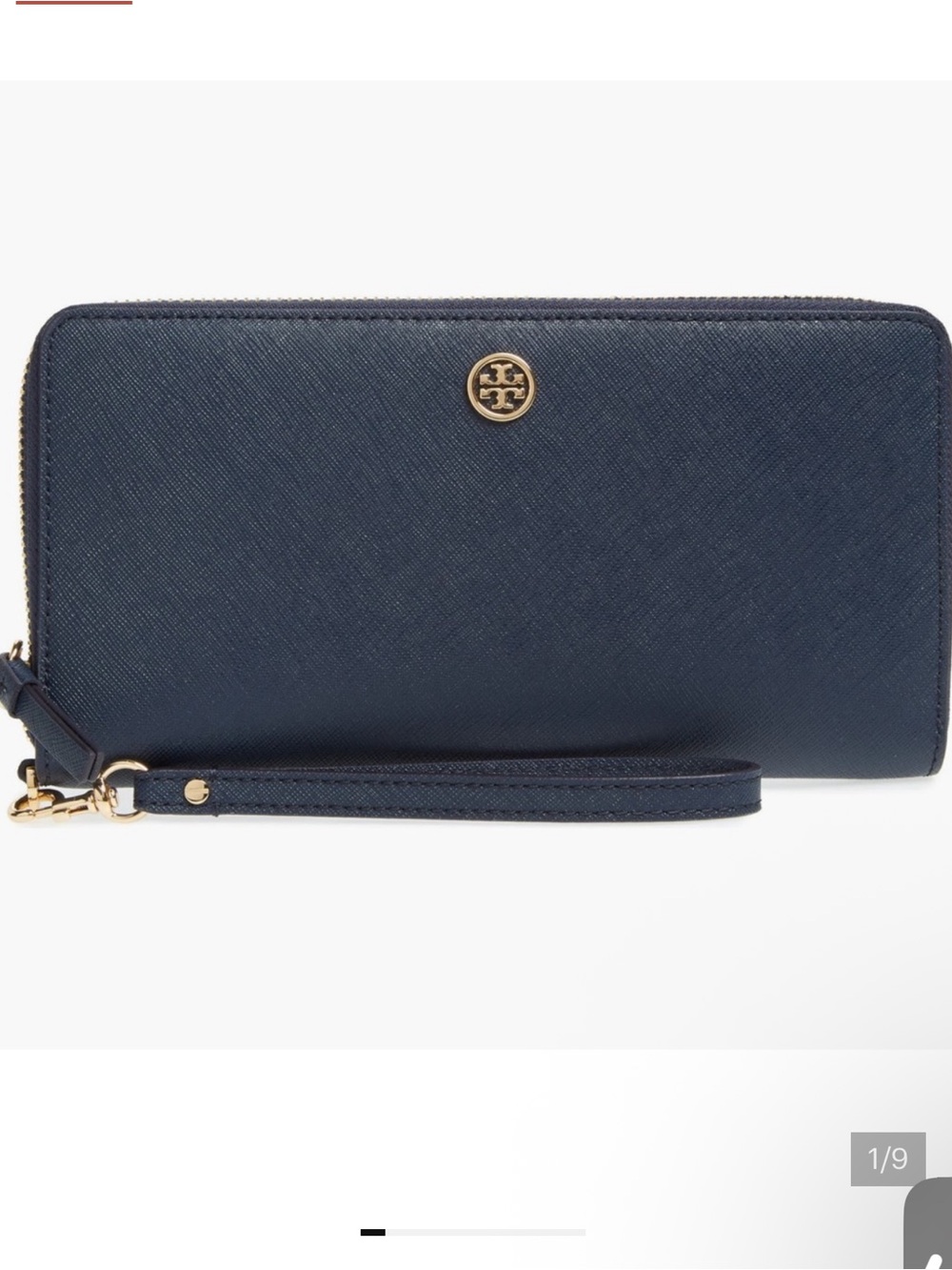 Tory Burch Robinson Continental Midnight Blue Wristlet Wallet